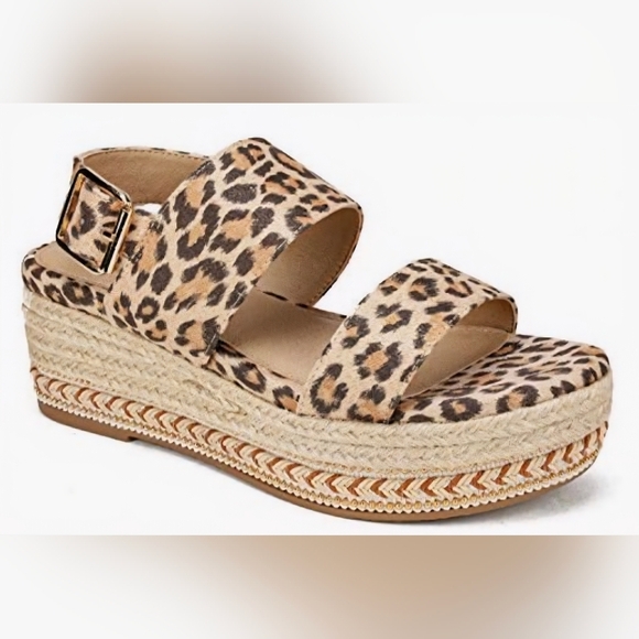 Seven Dials Leopard Print Espadrille Wedges #756 - Picture 1 of 11